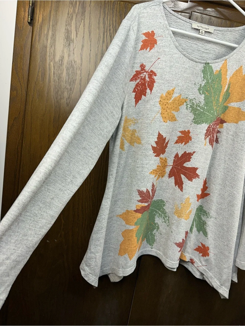 Astrologie Gray Autumn Leaf Long-Sleeve Top